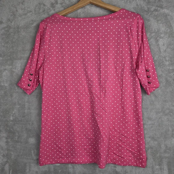 Talbots Pink and White Blouse with Short Sleeves - Picture 2 of 8